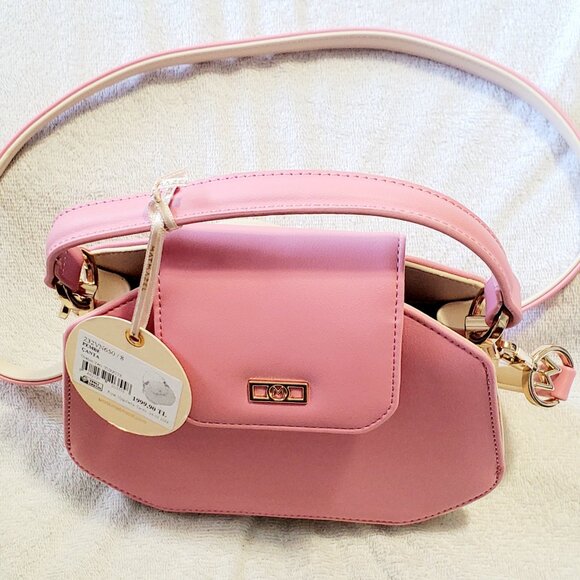 MATMAZEL "Palmy" Round Metal Buckle Hand & Shoulder, Crossbody Bag- Pink & Green - Picture 9 of 14